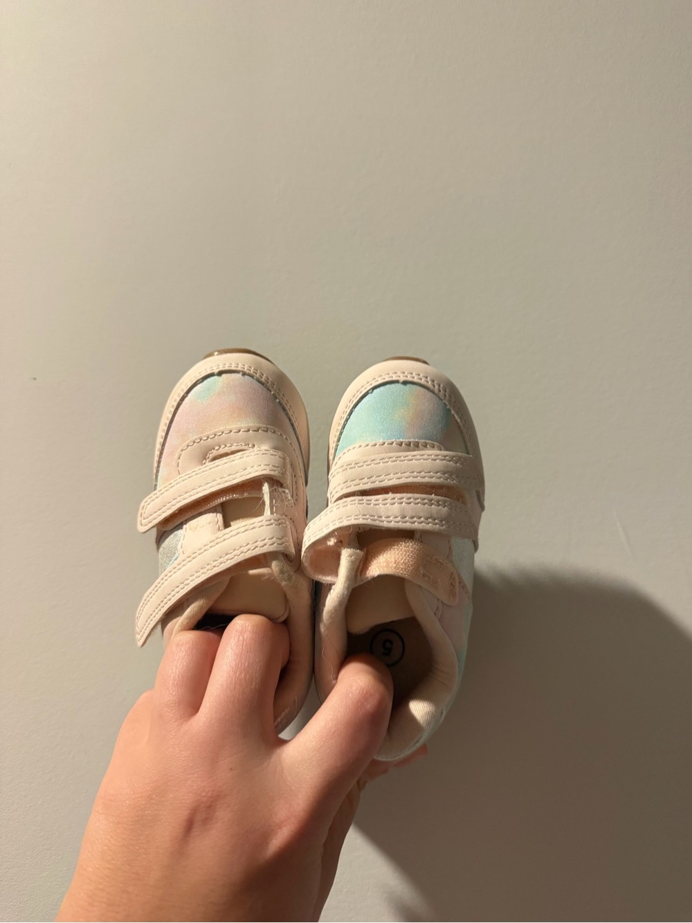 Cat & Jack Cream Sneakers with Pastel Pink and Pastel Blue